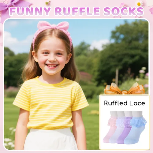 Miniatura 6 de sockfun Calcetines con volantes para bebé, calcetines de encaje con volantes para niños pequeños y niñas