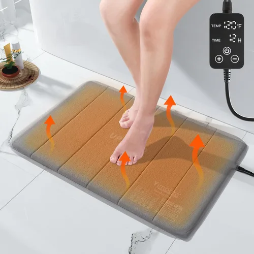 Yimobra Almohadilla térmica para alfombras de baño, con función de memoria, temperatura ajustable (32-146 ℉) y tiempo (1-24 h), tapete de baño de