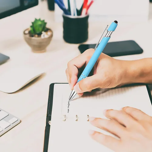 Miniatura 6 de Kingluu 24 unidades de bolígrafos personalizados con lápiz óptico, escritura suave, tinta negra, bolígrafos personalizados con su nombre, logotipo