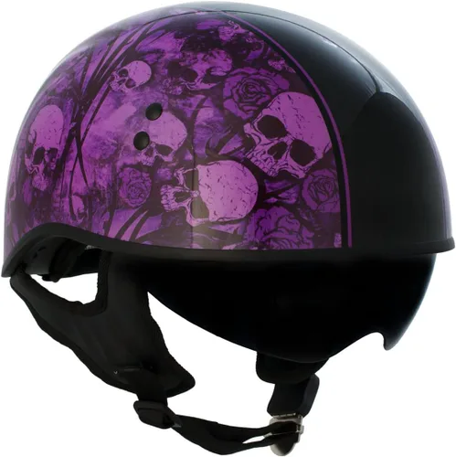Miniatura 5 de Hot Leathers HLD1039 - Ramo de calaveras moradas y negro brillante avanzado DOT, unisex, con visera abatible, talla L