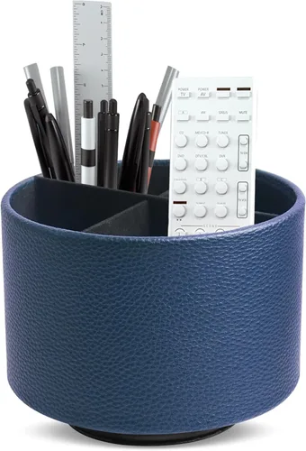 Miniatura 87 de Organizador Redondo de Cuero para Suministros de Arte, Soporte para Control Remoto, Rotación de 360 Grados, Soporte Multifuncional para Lápices