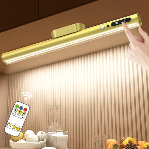 Miniatura 10 de Hapfish Barra de Luz LED con Sensor de Movimiento Interior, Iluminación Recargable Bajo Gabinete Inalámbrica, Luces de Pared Operadas por Batería