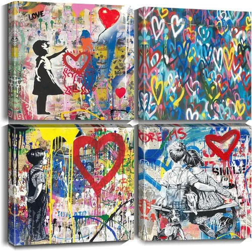 Miniatura 9 de Biufo Banksy Impresiones de Arte en Lienzo para Pared Arte Callejero Pop Cuadros Pinturas para Sala de Estar Dormitorio Decoración de Pared Blanco