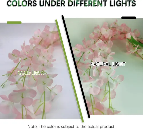 Miniatura 3 de Paquete de 24 guirnaldas de flores colgantes de glicina rosa claro, enredaderas de flores artificiales de 3.77 pies, glicinia falsa, guirnalda