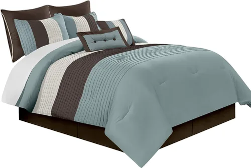 Miniatura 22 de Chezmoi Collection Loft - Juego de edredón de lujo a rayas de 6 piezas (tamaño individual, negro/gris/blanco)