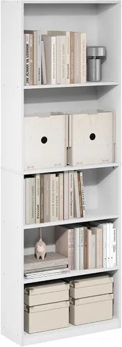 Miniatura 16 de Furinno GEHRY - Estantería para libros, 5 niveles, con estantes ajustables, 11.6 x 24.8 x 71.4 pulgadas, para oficina en casa, sala de estar, roble