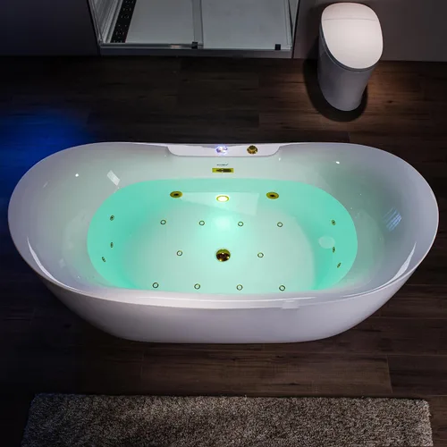 Miniatura 11 de WOODBRIDGE Bañera combinada de hidromasaje y baño de aire calentado de remojo de 72" x 35-3/8" con soplador de aire de velocidad ajustable y panel