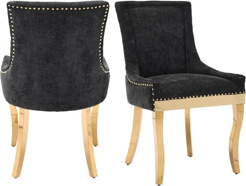 Miniatura 26 de Aoowow Juego de 2 sillas laterales tapizadas vintage de tela, sillas de madera maciza para cocina, comedor con cabezas de clavo, patas de madera