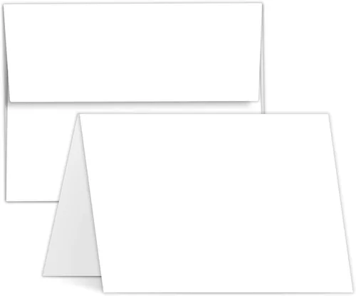 Juego de tarjetas de felicitación, cartulina blanca en blanco de 5 x 7 pulgadas y sobres, perfecto para negocios, invitaciones, despedida de