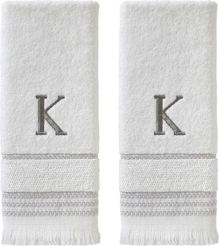 Miniatura 61 de SKL Home Toalla de baño casual con monograma, S, 28 x 54 pulgadas, color blanco