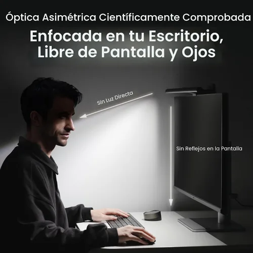 Miniatura 8 de BenQ ScreenBar Halo - Barra de luz LED con 2 luces LED, controlador inalámbrico, luz de fondo, sensor de movimiento, brillo y temperatura