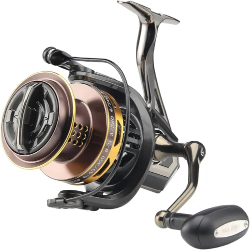 Big Game Surf Spinning Carrete de pesca 8000/12000, 44.1 lbs de potencia de arrastre sin holgura, asiento de carrete de metal, engranaje de aleación