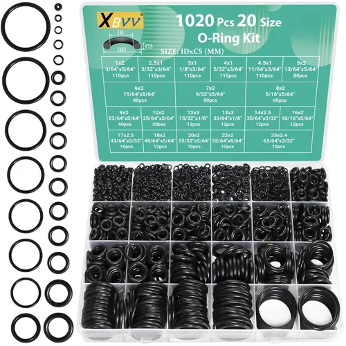 XBVV Kit de 1020 Piezas de Juntas Tóricas de 20 Tamaños Goma de Nitrilo Conjunto Surtido para Reparación de Auto Vehículo Grifo Fontanería