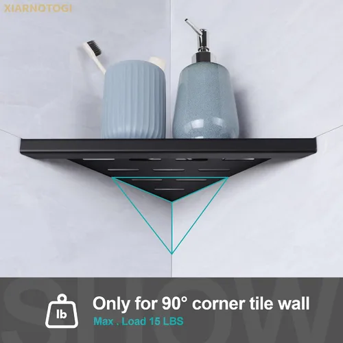 Miniatura 5 de Estante de ducha esquinero de 10 pulgadas, 1 estante de baño para paredes de azulejos, estante de ducha empotrado de acero inoxidable SUS304