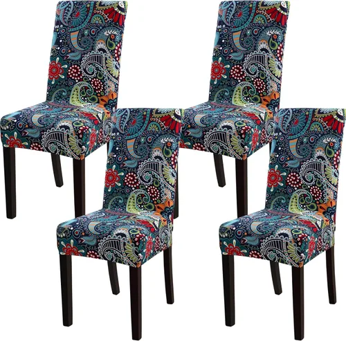 Miniatura 12 de Fundas para silla de comedor Yisun, fundas elásticas para silla de comedor, funda protectora para silla de comedor, mezcla de poliéster, Beige