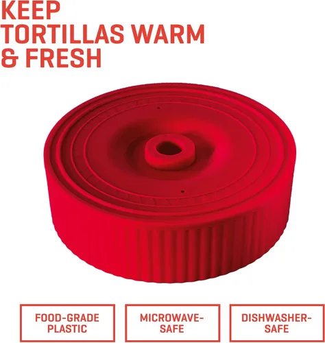 Miniatura 3 de Uno Casa Prensa de tortilla de hierro fundido de 8 pulgadas con calentador de tortillas - Paquete de preparador pre-sazonado para quesadillas, roti
