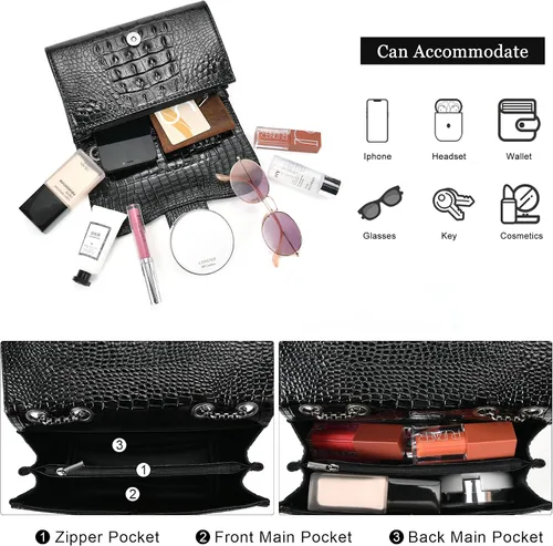 Miniatura 2 de UTOTEBAG Bolsos cruzados para mujer, bolso pequeño de piel sintética, bolso de hombro de moda, bolso de noche con correa de cadena