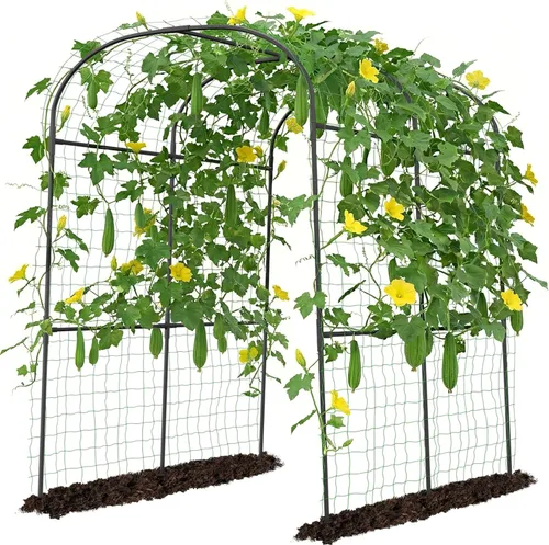 Miniatura 12 de DoCred Enrejado de arco de jardín alto para plantas trepadoras, 87 pulgadas de alto, soporte de metal para plantas trepadoras, arcos de enrejado