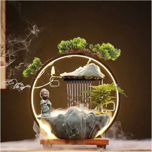 Quemadores de incienso de cerámica en cascada de humo, quemador de incienso de reflujo de jardín zen, humidificador, decoración de Ramadán (color :