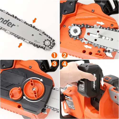 Miniatura 8 de Motosierra inalámbrica de 12 pulgadas operada por batería con batería y cargador de 1 x 4.0 Ah, motosierra eléctrica MAXLANDER de 20 V con tensión
