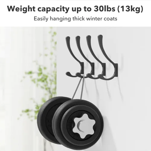 Miniatura 6 de saffruff Ganchos de montaje en pared, ganchos de metal resistentes para colgar ropa, mochila, bolsa, toalla y chaqueta, fuerte gancho de armario