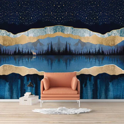 SIGNFORD - Mural de pared de estilo nórdico con papel tapiz de paisaje natural extraíble para dormitorio o sala de estar.