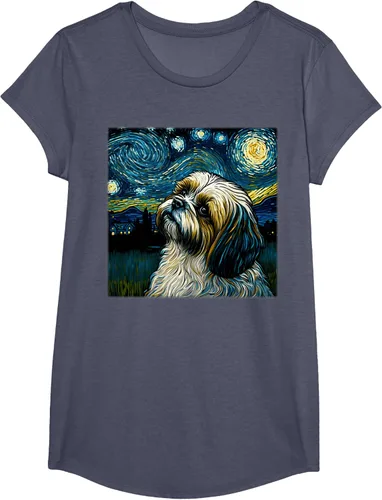 Miniatura 13 de Camiseta Surrealism Starry Night Shih Tzu Dog