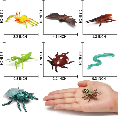 Miniatura 3 de Paquete de 76 mini juego de insectos de plástico, juguete realista de insectos para niños, figura de insectos falsos para niños, niños pequeños