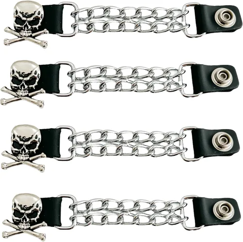 Miniatura 3 de Funk Plus Extensores de chaleco de motocicleta de 4 pulgadas, doble cadena cromada, chaqueta MC a presión regular fabricada en EE. UU