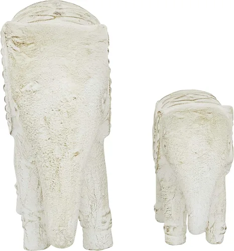 Miniatura 4 de Deco 79 Escultura decorativa de elefante de cerámica para decoración del hogar, juego de 2 figuras decorativas de 9 pulgadas, 13 pulgadas de ancho