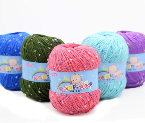 Miniatura 8 de Paquete de 6 hilos de ganchillo de algodón colorido para tejer suéter súper suave para mantas de bebé y ropa, sombrero, bufanda, 10.58 oz