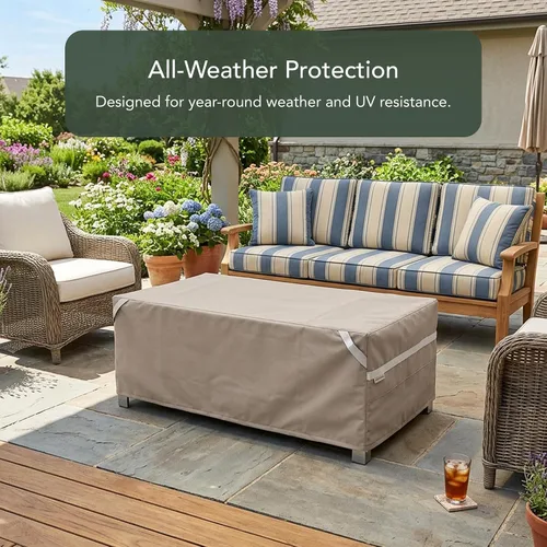 Miniatura 3 de Covermates Funda rectangular para mesa decorativa – Funda para muebles de patio al aire libre, resistente al agua, otomana/mesa auxiliar, poliéster