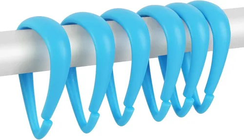 Miniatura 13 de Top-spring Ganchos para cortina de ducha, anillos de cortina de ducha de plástico negro, ganchos de ducha en forma de gota para cortina de baño