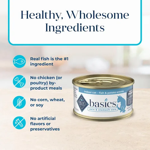Miniatura 6 de Blue Buffalo Basics - Alimento húmedo para gatos adultos sin granos, cuidado de la piel y el estómago, dieta de ingredientes limitados, receta