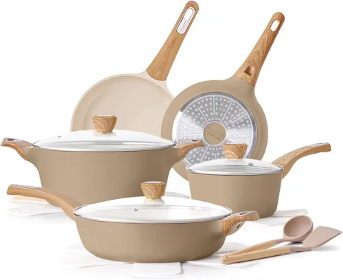Miniatura 10 de SENSARTE Juego de utensilios de cocina de cerámica, juego de ollas y sartenes antiadherentes, utensilios de cocina de inducción de 14 piezas,