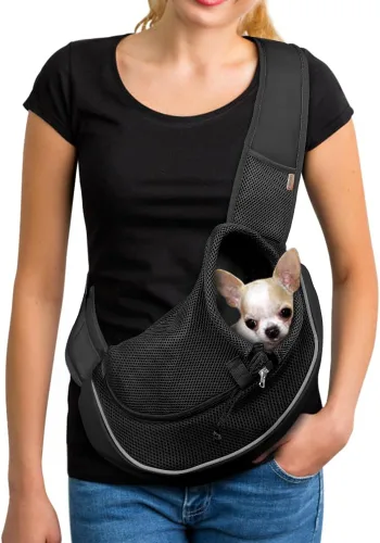 Miniatura 7 de YUDODO Transportador de mascotas para perros y gatos pequeños - Transportador de cachorros manos libres con gancho de seguridad, bolsillo grande