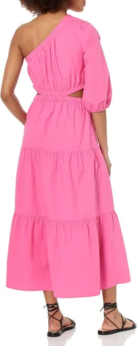 Miniatura 2 de The Drop Vestido midi escalonado de abril con un solo hombro para mujer