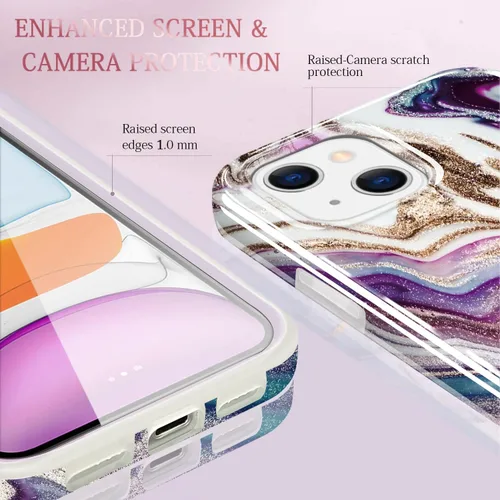 Miniatura 5 de luolnh Funda dorada brillante compatible con iPhone 14, diseño de mármol, a prueba de golpes, de silicona suave, a prueba de golpes, funda