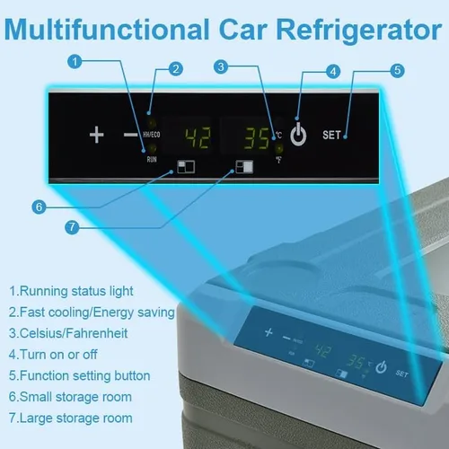Miniatura 6 de Refrigerador portátil de 12 V, enfriador eléctrico de 48 cuartos (45L) con 12/24 V CC y 110-240 V CA, -4 ℉ ~ 68 ℉, refrigerador de coche de doble
