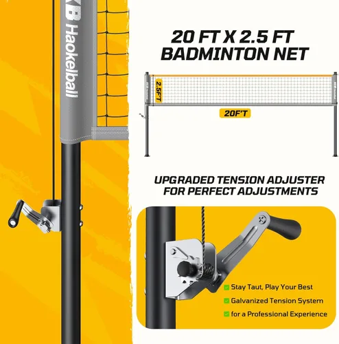 Miniatura 3 de Haokelball Juego de bádminton profesional para patio trasero y exteriores, red de bádminton resistente con diseño antideslizante, juego de 4
