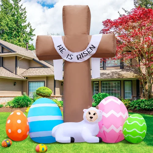Miniatura 7 de Decoraciones inflables de Pascua para exteriores de 6 pies, con luces LED integradas, decoración de patio, para fiestas de Pascua, al aire libre