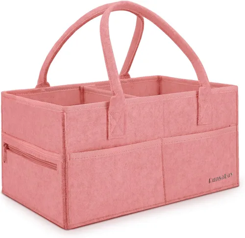 Runsabay. Organizador de pañales para artículos esenciales para bebés recién nacidos, contenedor de almacenamiento grande para guardería, Rosa