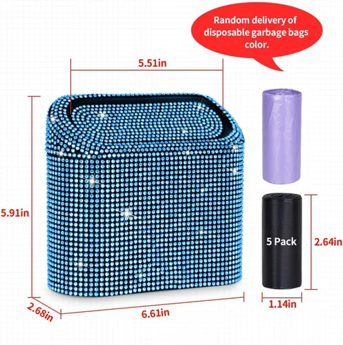 Miniatura 6 de eing Cubo de basura para automóvil con tapa, mini cubo de basura para vehículos, organizador de basura para automóvil, contenedor de basura
