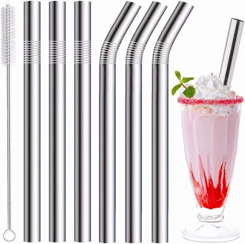 Miniatura 13 de Vinaco Pajitas Reutilizables para Batidos y Malteadas de Boca Ancha de 0.4", Juego de 6 Pajitas de Acero Inoxidable de 8.5" y 10.5" con 1 Cepillo