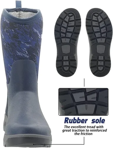 Miniatura 4 de CNSBOR Botas impermeables de goma aisladas para hombre, botas de lluvia de neopreno para exteriores