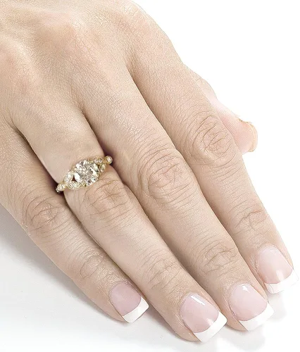 Miniatura 2 de Kobelli antiguo anillo de compromiso de Moissanita de corte redondo 1 15 CTW oro amarillo de 14 k
