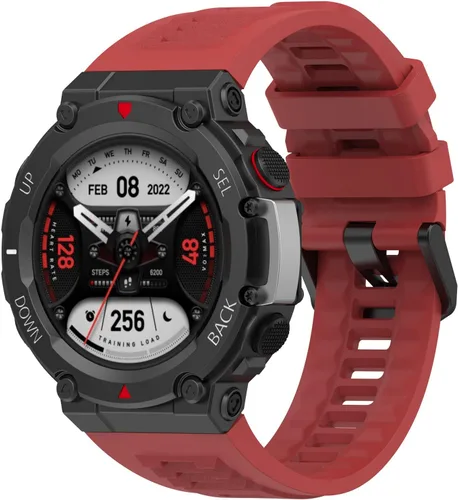Miniatura 8 de TenCloud Paquete de 3 correas deportivas de silicona suave compatibles con Amazfit T-Rex 2 Smart Watch para hombre Negro + rojo + gris.