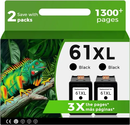61XL - Cartucho de tinta negro para HP Ink 61 XL, repuesto para HP61 HP61XL 2 unidades para 3510 4500 2620 5530 4630 2540 4502 3050 1510 4632 4501