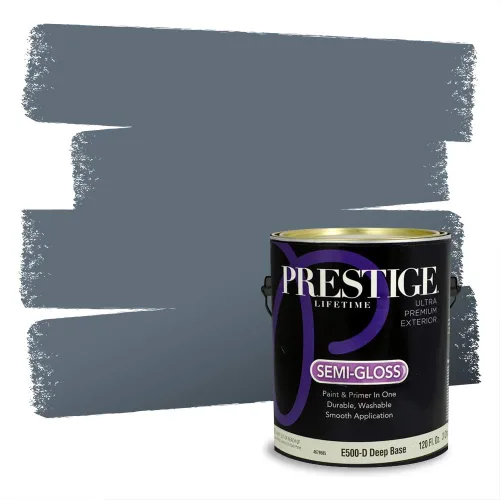 Miniatura 1356 de Pintura Exterior + imprimación PRESTIGE, todo-en-uno, 1 galón, acabado mate, color comparable al Valspar* Royal Gray* VS151-Gris real