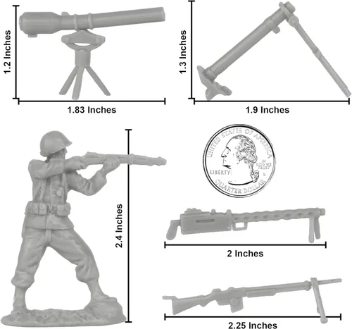 Miniatura 2 de BMC CTS Segunda Guerra Mundial Soldados de plástico del ejército de infantería estadounidense - 33 piezas de soldados grises 1:32